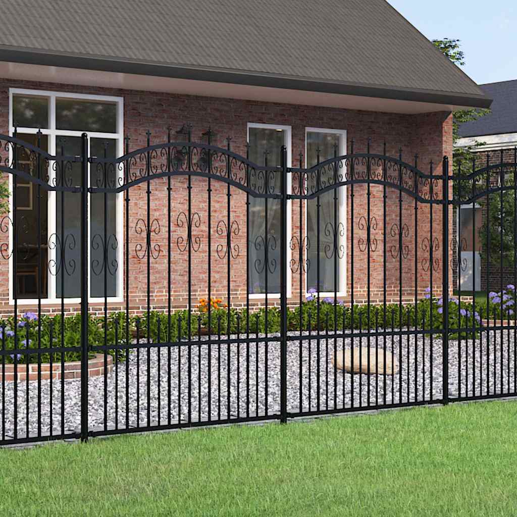 Vidaxl tuinhek kampen met speerpunt zwart 240x150 cm staal