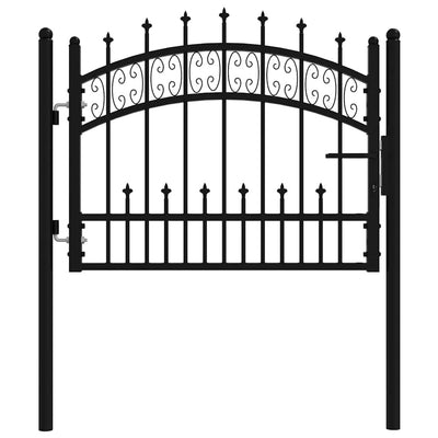 Vidaxl hekpoort met speerpunt zwart 103x75 cm gepoedercoat staal
