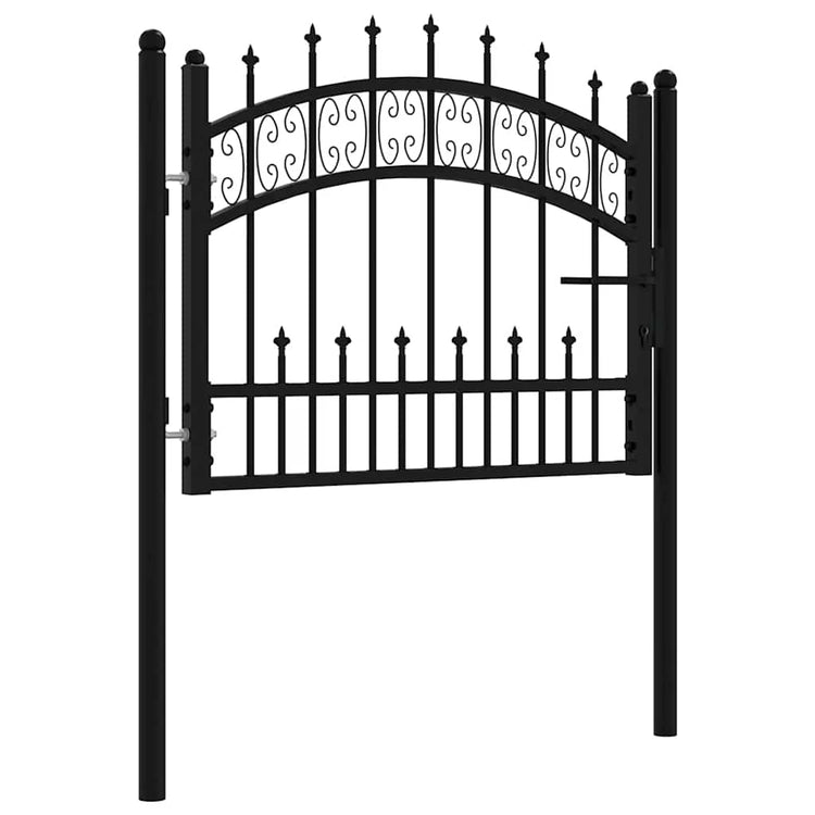 Vidaxl hekpoort kampen met speerpunt zwart 103x75 cm staal