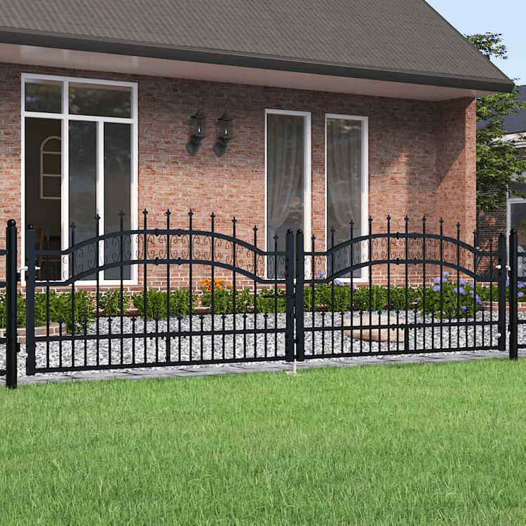 Vidaxl hekpoort kampen met speerpunt zwart 302x78 cm staal