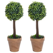Vidaxl kunstplanten met pot 2 st buxus bolvorming 56 cm groen - afbeelding 1