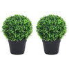 Vidaxl kunstplanten met pot 2 st buxus bolvorming 27 cm groen