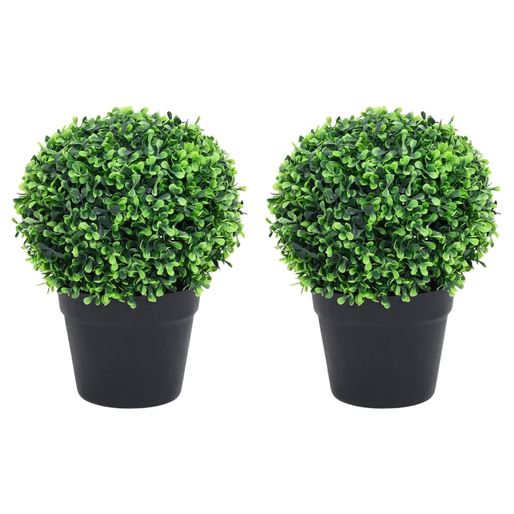 Vidaxl kunstplanten met pot 2 st buxus bolvorming 27 cm groen