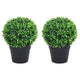 Vidaxl kunstplanten met pot 2 st buxus bolvorming 27 cm groen