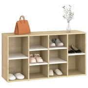VidaXL Schoenenbank 103x30x54,5 cm bewerkt hout wit sonoma eikenkleur - afbeelding 3