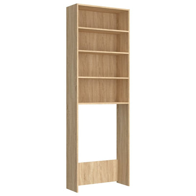 Vidaxl wasmachinekast 64x24x190 cm wit en sonoma eikenkleurig