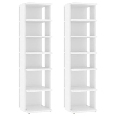 Vidaxl schoenenkasten 2 st 27,5x27x102 cm bewerkt hout wit