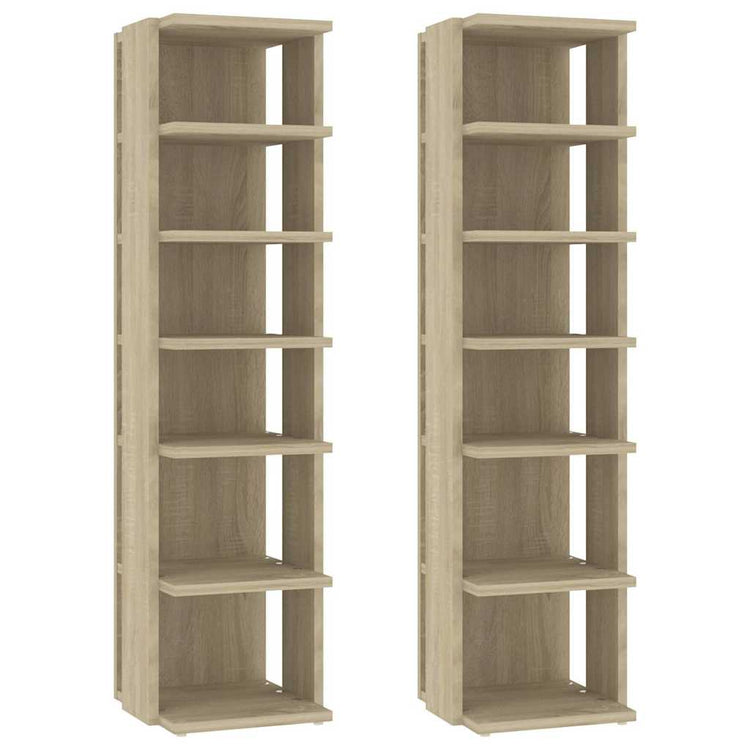 Vidaxl schoenenkasten 2 st 27,5x27x102 cm sonoma eikenkleurig