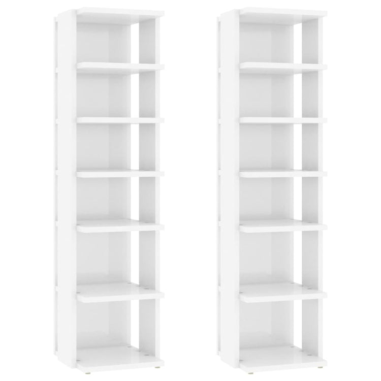 Vidaxl schoenenkasten 2 st 27,5x27x102 cm hoogglans wit