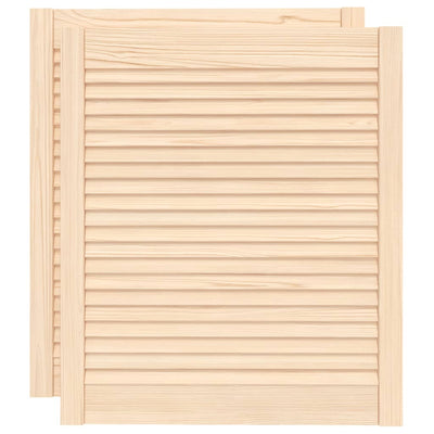 Vidaxl kastdeuren met lamellen 2 st 69x59,4 cm massief grenenhout