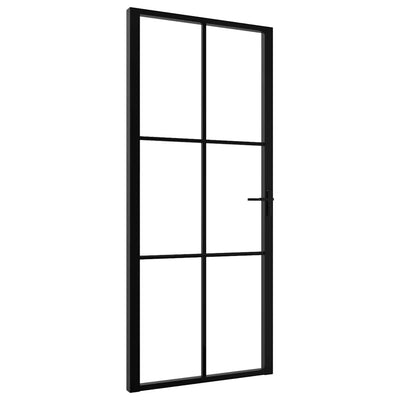 Vidaxl binnendeur 93x201,5 cm esg-glas en aluminium zwart