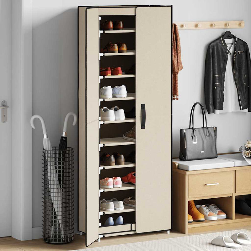 Vidaxl schoenenkast 60x30x166 cm stof crèmekleurig