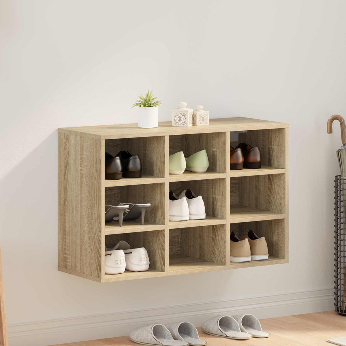 Vidaxl schoenenkast 77,5 x 30 x 51 cm bewerkt hout sonoma eiken
