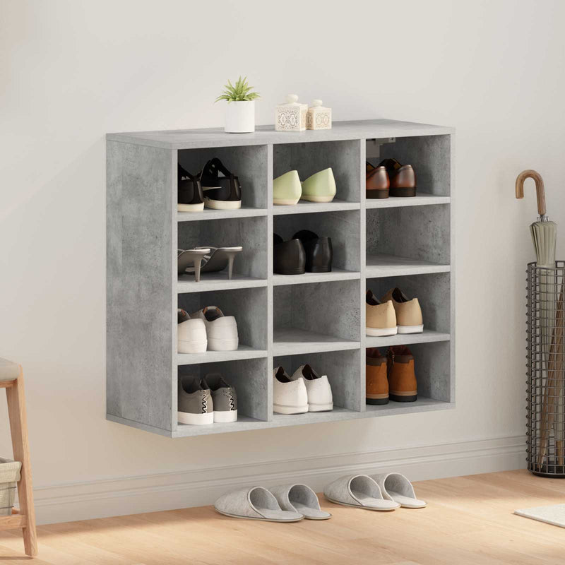 Vidaxl schoenenkast betongrijs 77,5 x 30 x 67 cm bewerkt hout