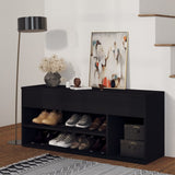 VidaXL Schoenenbank 105x30x45 cm bewerkt hout zwart - afbeelding 1