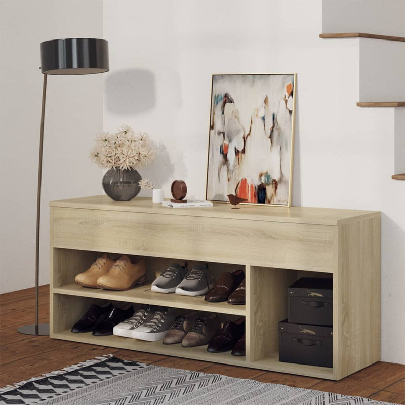 Vidaxl schoenbank 105x30x45 cm bewerkt hout sonoma eikenkleurig