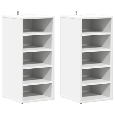 Vidaxl schoenenkasten 2 st 31,5x35x70 cm bewerkt hout wit