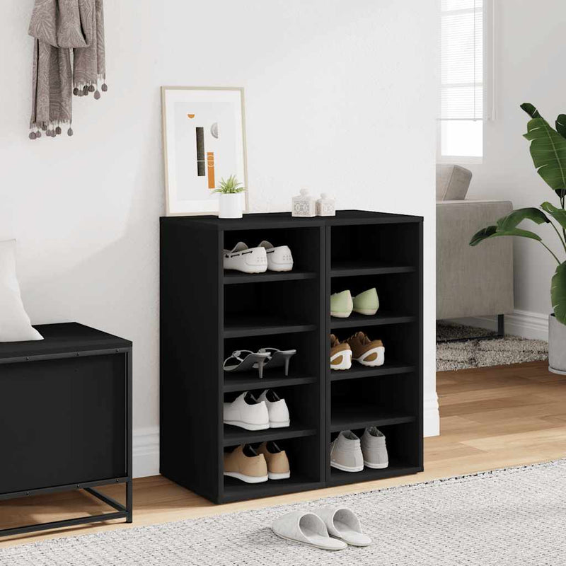 Vidaxl schoenenkasten 2 st 31,5x35x70 cm bewerkt hout zwart