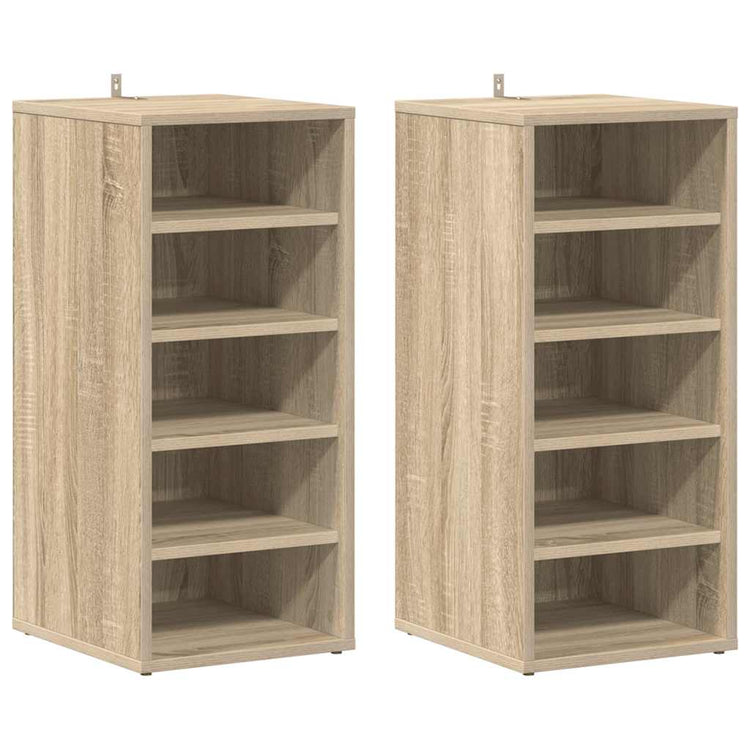 Vidaxl schoenenkasten 2 st 31,5x35x70 cm hout sonoma eikenkleur