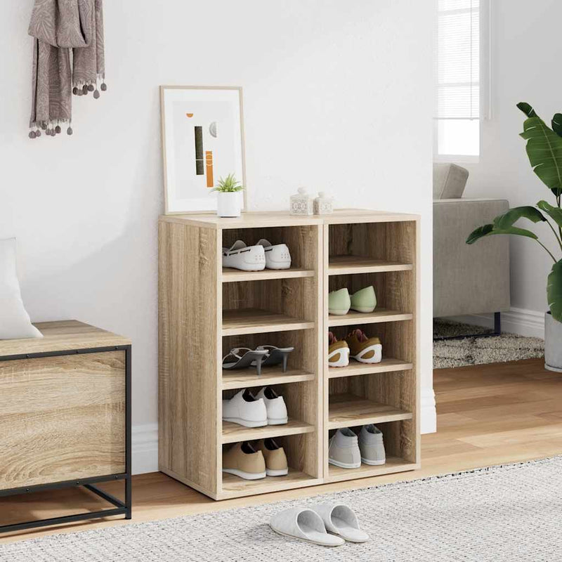 Vidaxl schoenenkasten 2 st 31,5x35x70 cm hout sonoma eikenkleur