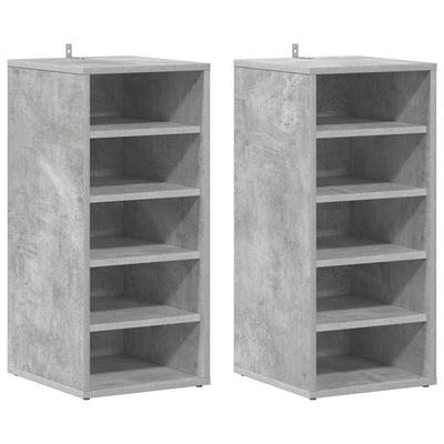 Vidaxl schoenenkasten 2 st 31,5x35x70 cm bewerkt hout betongrijs