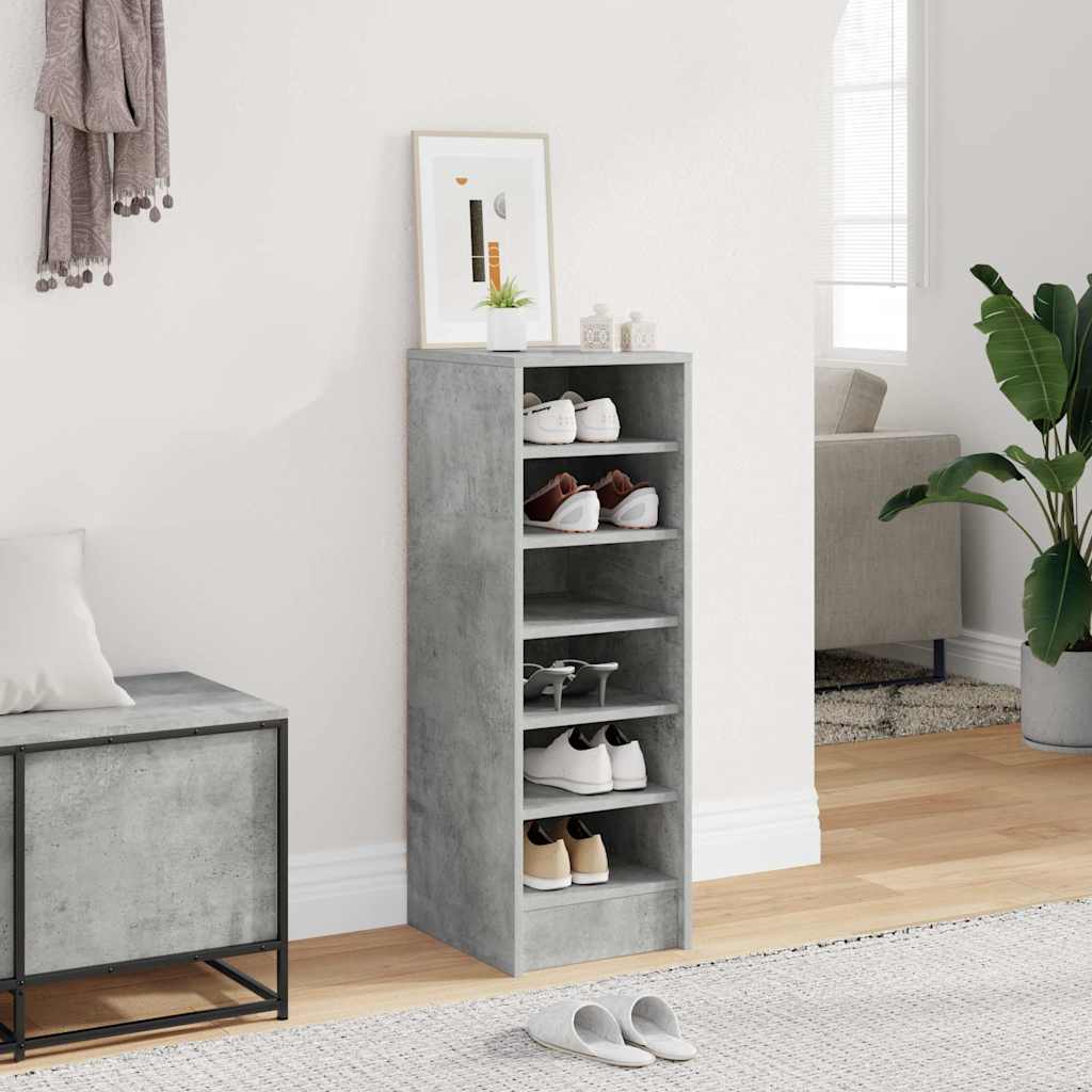Vidaxl schoenenkast 31,5x35x90 cm bewerkt hout betongrijs