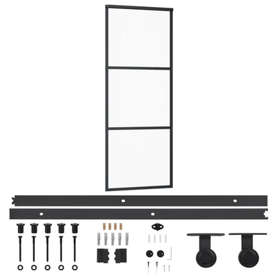 Vidaxl schuifdeur met beslag 76x205 cm aluminium en esg-glas