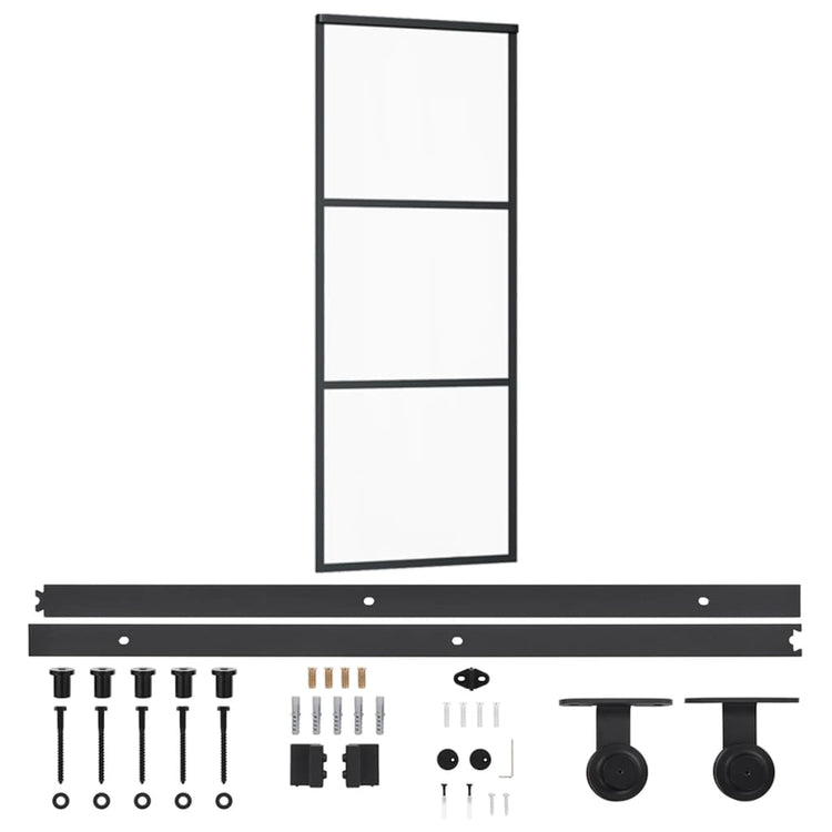 Vidaxl schuifdeur met beslag 76x205 cm aluminium en esg-glas
