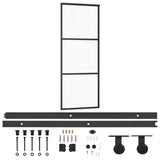 Vidaxl schuifdeur met beslag 76x205 cm aluminium en esg-glas - afbeelding 2
