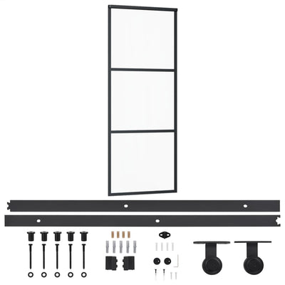 Vidaxl schuifdeur met beslag 76x205 cm aluminium en esg-glas