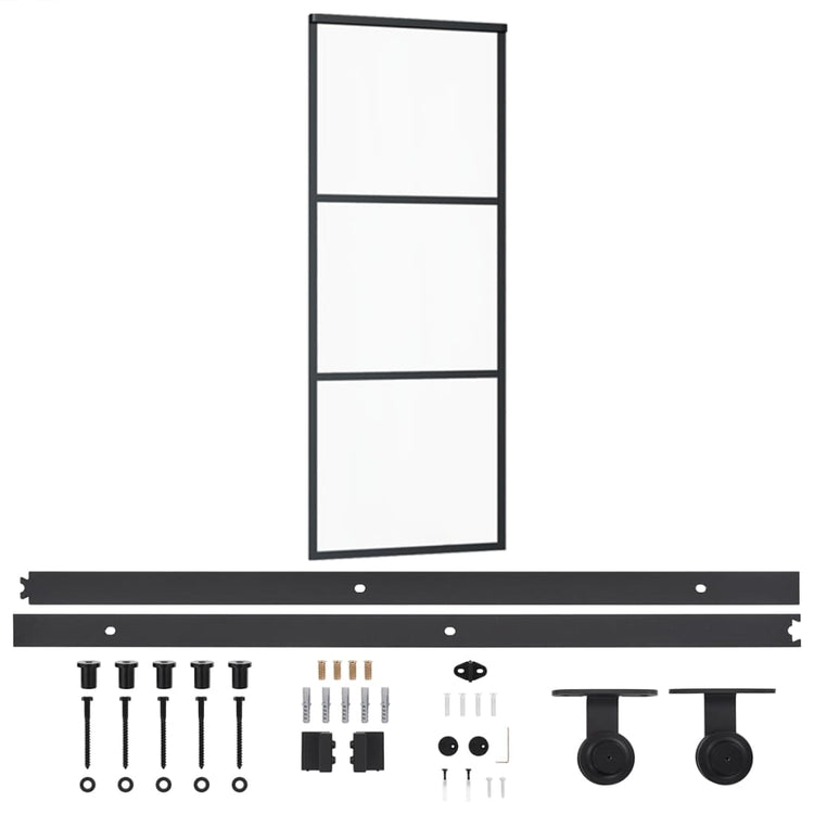 Vidaxl schuifdeur met beslag 76x205 cm aluminium en esg-glas