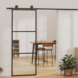 Vidaxl schuifdeur met beslag 76x205 cm aluminium en esg-glas - afbeelding 1