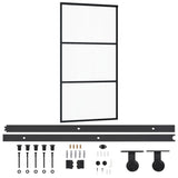 VidaXL Schuifdeur met beslag 102x205 cm aluminium en ESG-glas - afbeelding 2