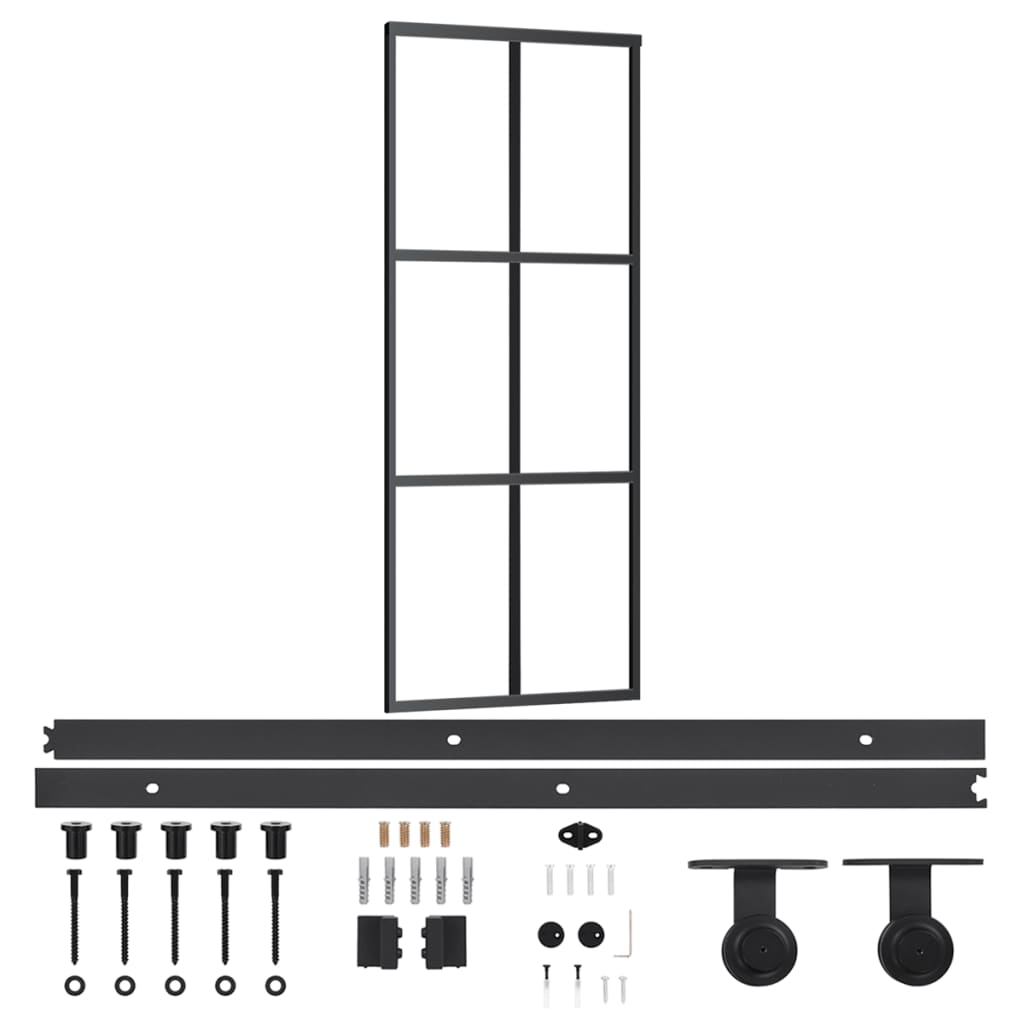Vidaxl schuifdeur met beslag 76x205 cm aluminium en esg-glas