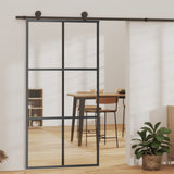 VidaXL Schuifdeur met beslag 102x205 cm aluminium en ESG-glas - afbeelding 1