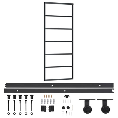 Vidaxl schuifdeur met beslag 76x205 cm aluminium en esg-glas