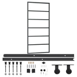 VidaXL Schuifdeur met beslag 90x205 cm aluminium en ESG-glas - afbeelding 2