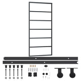 VidaXL Schuifdeur met beslag 90x205 cm aluminium en ESG-glas - afbeelding 2