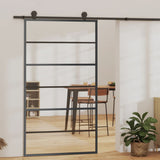 VidaXL Schuifdeur met beslag 102x205 cm aluminium en ESG-glas - afbeelding 1