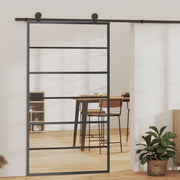 VidaXL Schuifdeur met beslag 102x205 cm aluminium en ESG-glas - afbeelding 1