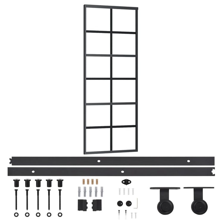 Vidaxl schuifdeur met beslag 76x205 cm aluminium en esg-glas