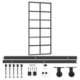VidaXL Schuifdeur met beslag 90x205 cm aluminium en ESG-glas - afbeelding 2