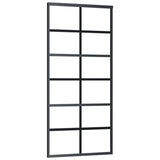 VidaXL Schuifdeur met beslag 90x205 cm aluminium en ESG-glas - afbeelding 3