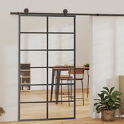 VidaXL Schuifdeur met beslag 102x205 cm aluminium en ESG-glas - afbeelding 1
