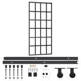 VidaXL Schuifdeur met beslag 90x205 cm aluminium en ESG-glas - afbeelding 2
