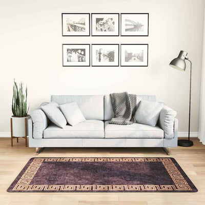 Vidaxl vloerkleed wasbaar 80x150 cm zwart en goudkleurig