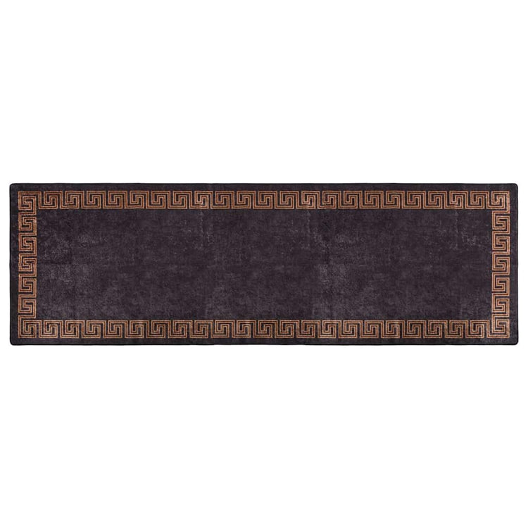 Vidaxl vloerkleed wasbaar 80x300 cm zwart en goudkleurig