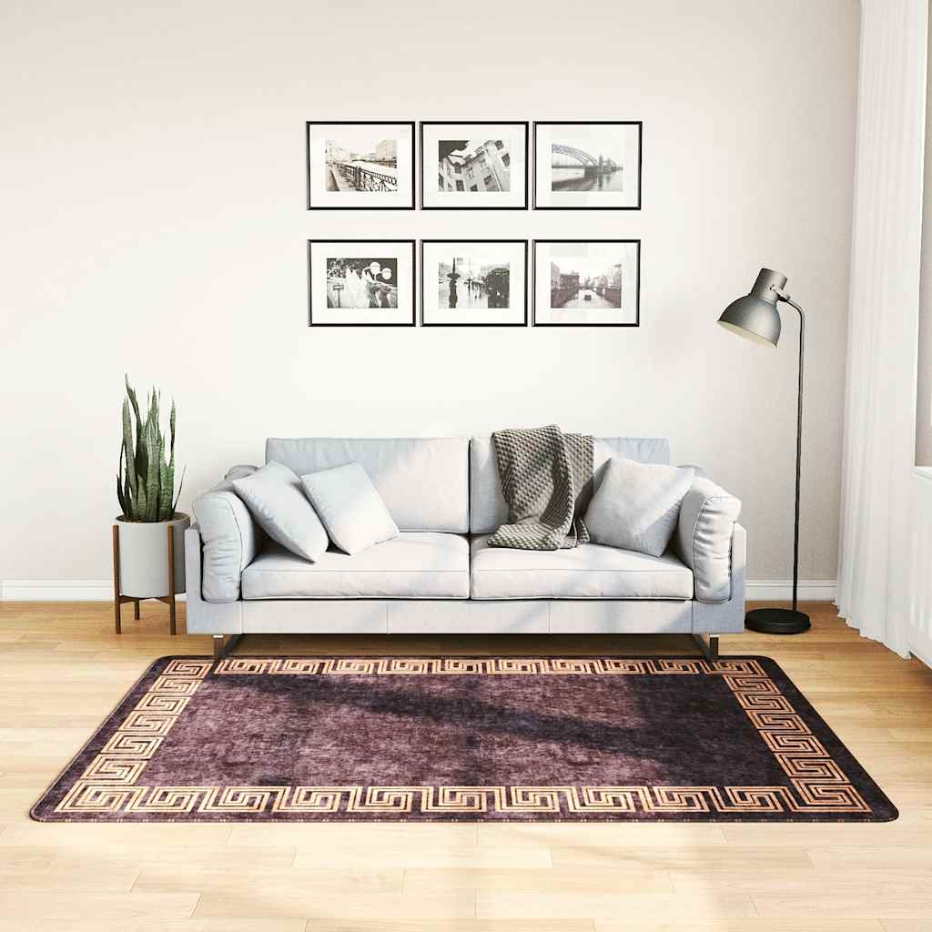 Vidaxl vloerkleed wasbaar 120x180 cm zwart en goudkleurig