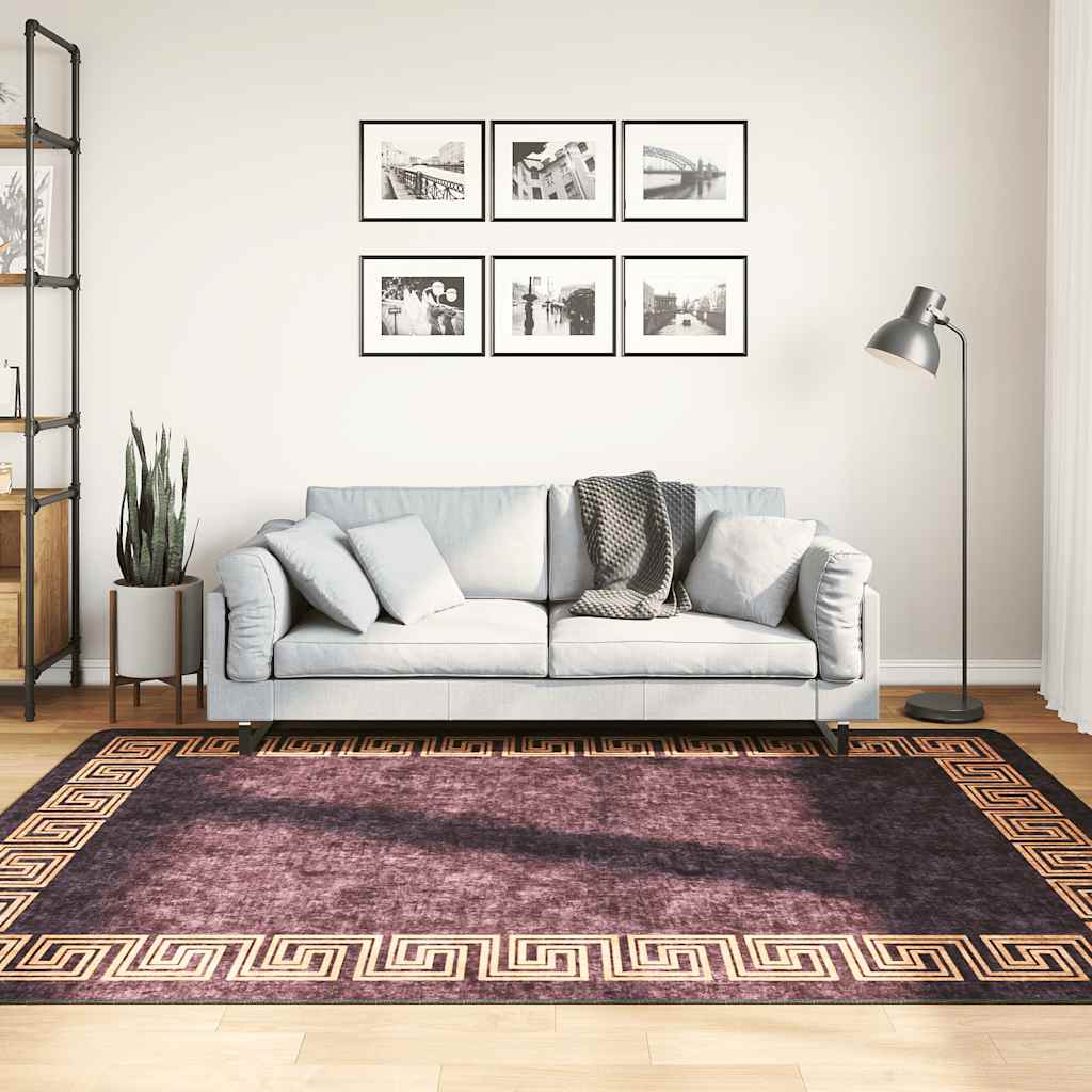 Vidaxl vloerkleed wasbaar 160x230 cm zwart en goudkleurig