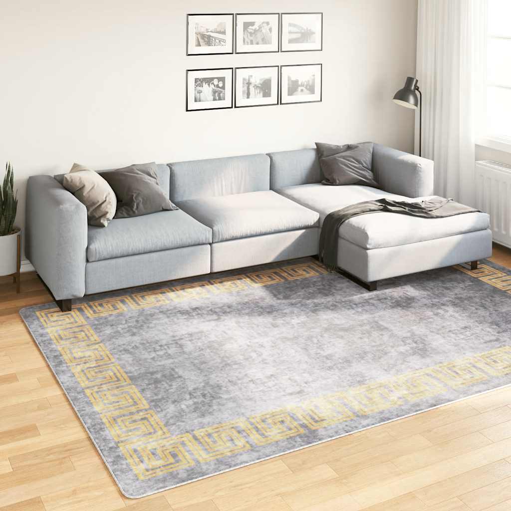 Vidaxl vloerkleed wasbaar anti-slip 190x300 cm grijs
